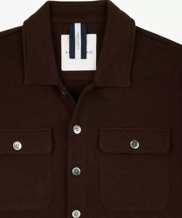 Maglione oversize lavorato a maglia in lana marrone scuro - Collezione Roest by Profuomo