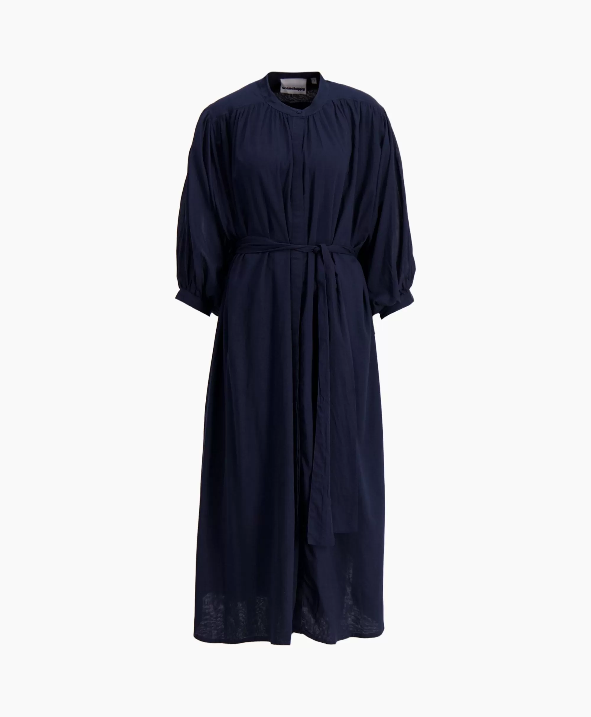 Abito Lungo Estivo Sea Me Happy · Doppio Strato con Maniche a Palloncino · Blu Notte Elegante · Vestito Maxi Confortevole per Tutto il Giorno · Collezione Primavera-Estate 2024
