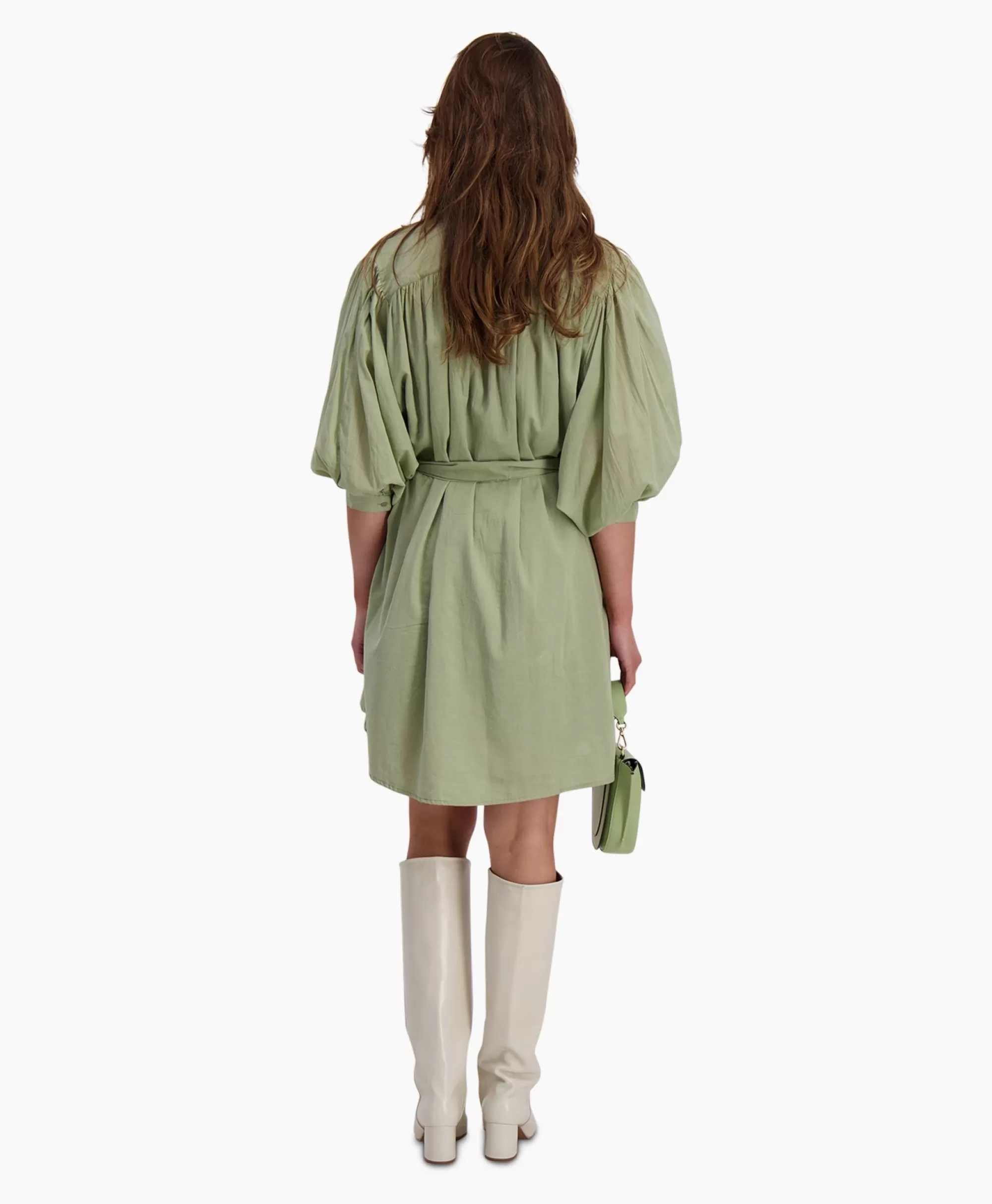 Vestito Corto Mini Stile Palloncino con Doppia Fodera - Sea Me Happy in Verde Chiaro