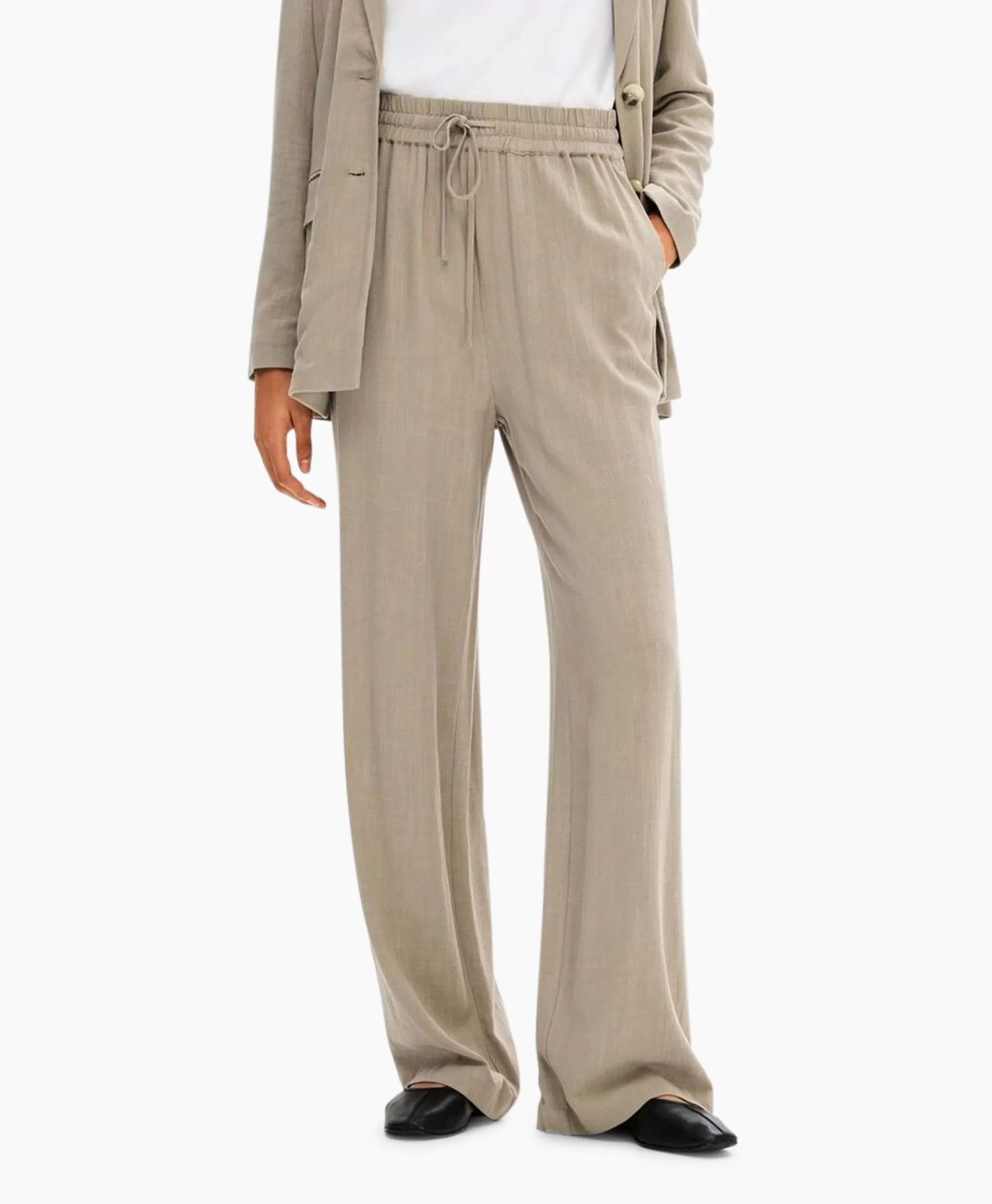 Pantaloni Lunghi Donna in Lino Viva Gulia - Grigio Chiaro, Modello Comodo per Primavera-Estate