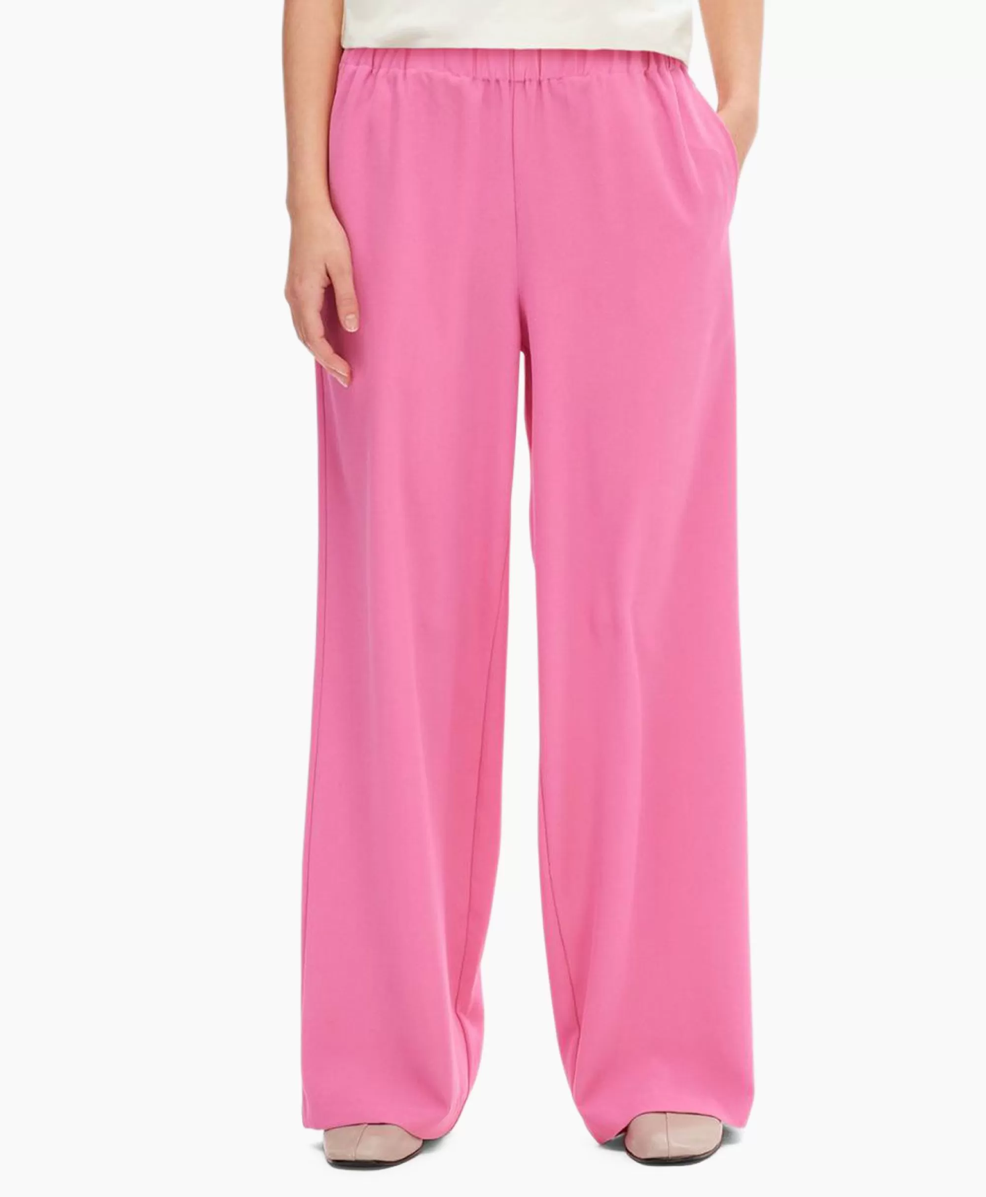 Pantaloni Comodi Selected Femme Tinni Relaxed - Taglio Morbido Donna in Rosa Chiaro