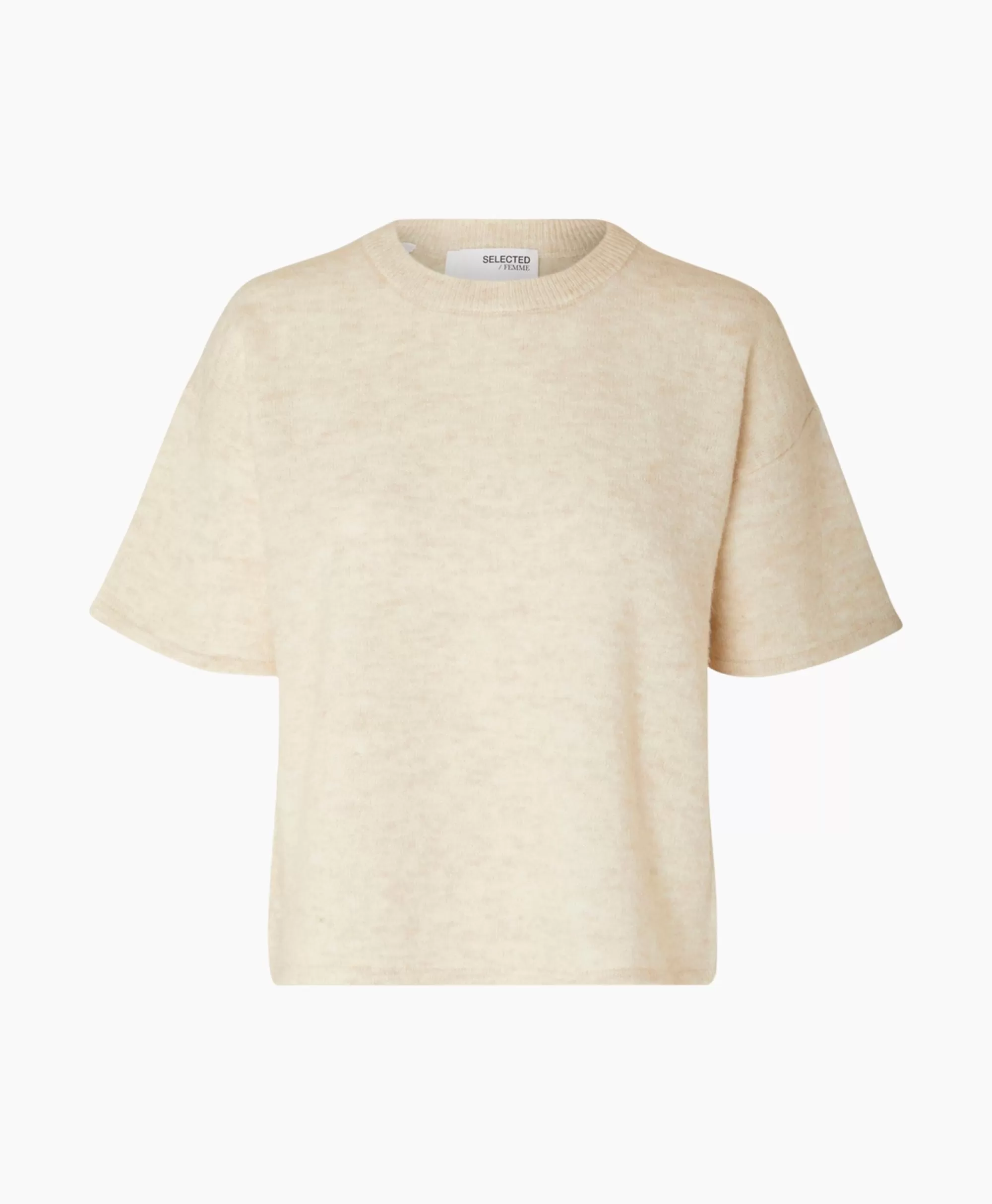 Maglione Selected Femme Maline-Liliana in maglia 2/4 - Scollo tondo confortevole beige naturale - Taglia N