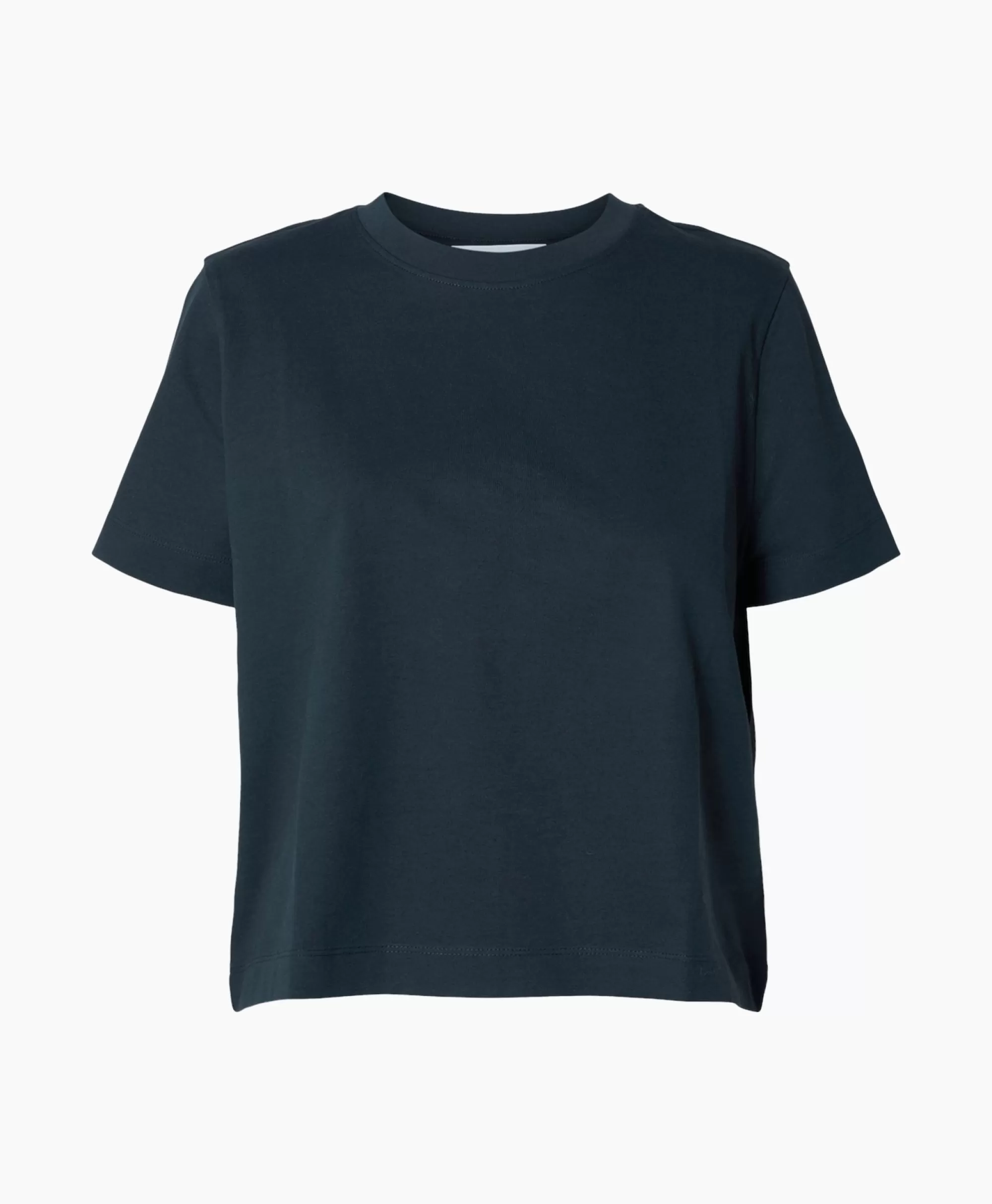 Maglietta Boxy Donna - Stile Essenziale in Blu Scuro per Look Casual e Moderno