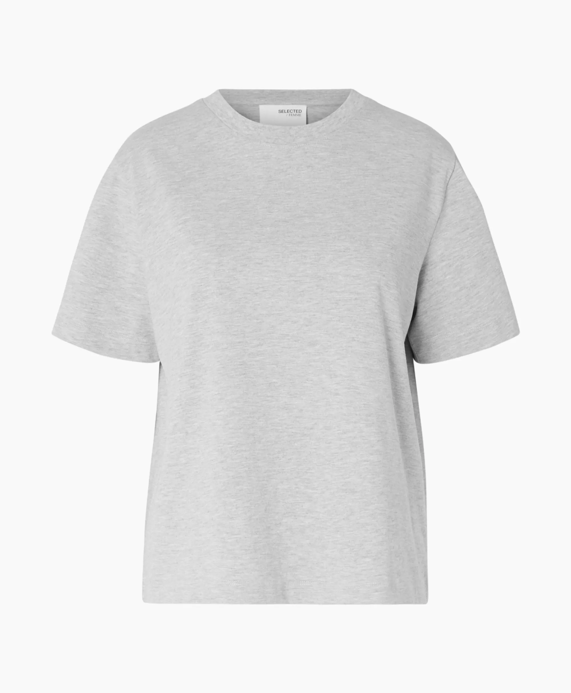 Maglietta Donna Essenziale - Scollo Tondo Comodo in Grigio Chiaro, Design Ampio e Stilizzato