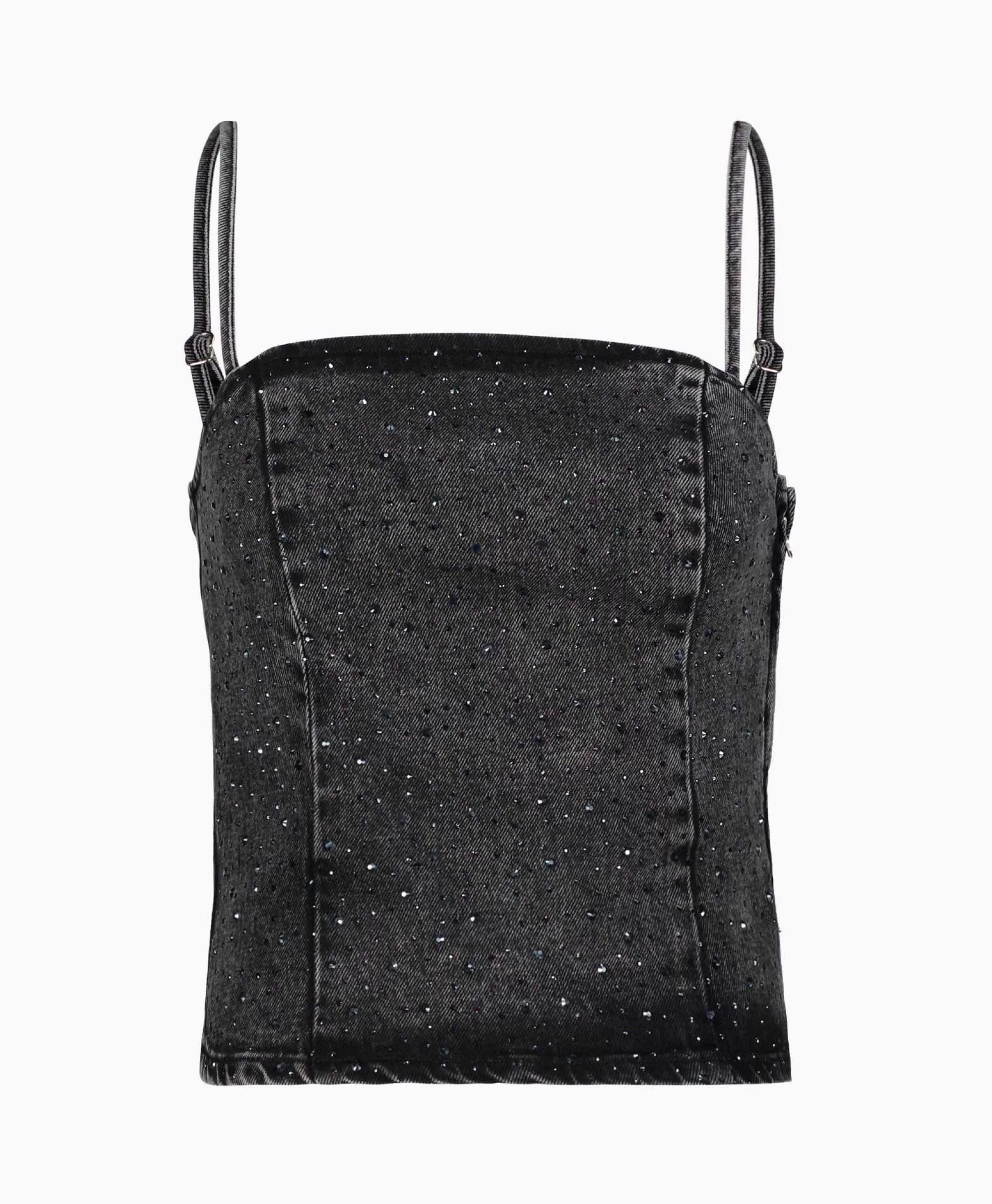 Denim Top Doa-Dia senza maniche per donna - Grigio antracite con finiture usurate, selezione esclusiva capi casual