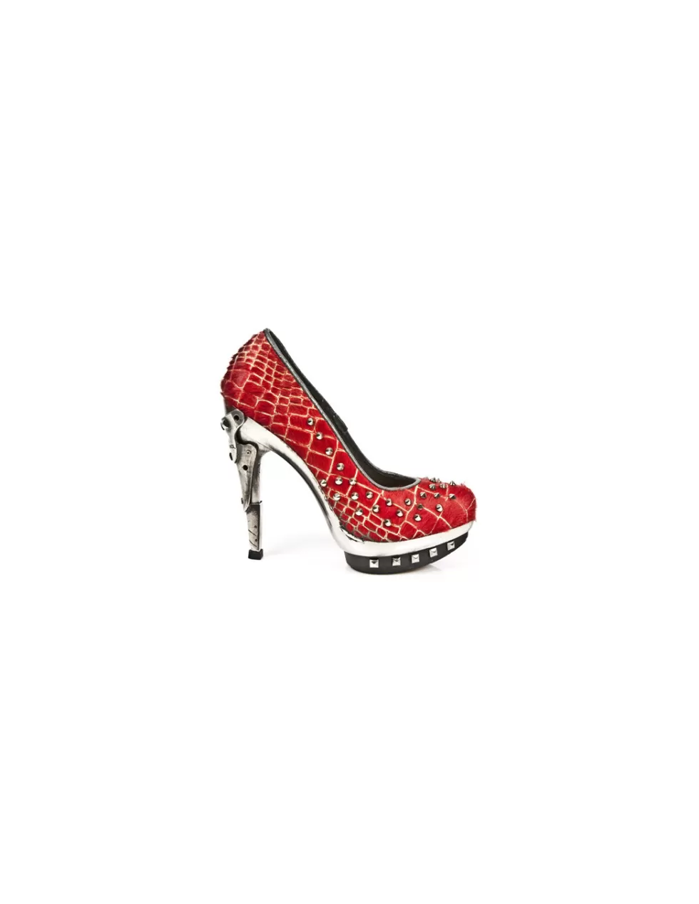 Stivali Alti con Tacco New Rock - Mod. M-PUNK034/C4 Stile Punk-Rock, Scarpe con Tacco Alto Iconiche per Look Audaci