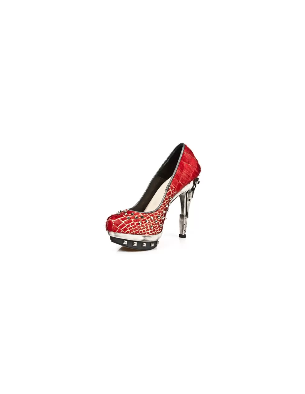 Stivali Alti con Tacco New Rock - Mod. M-PUNK034/C4 Stile Punk-Rock, Scarpe con Tacco Alto Iconiche per Look Audaci