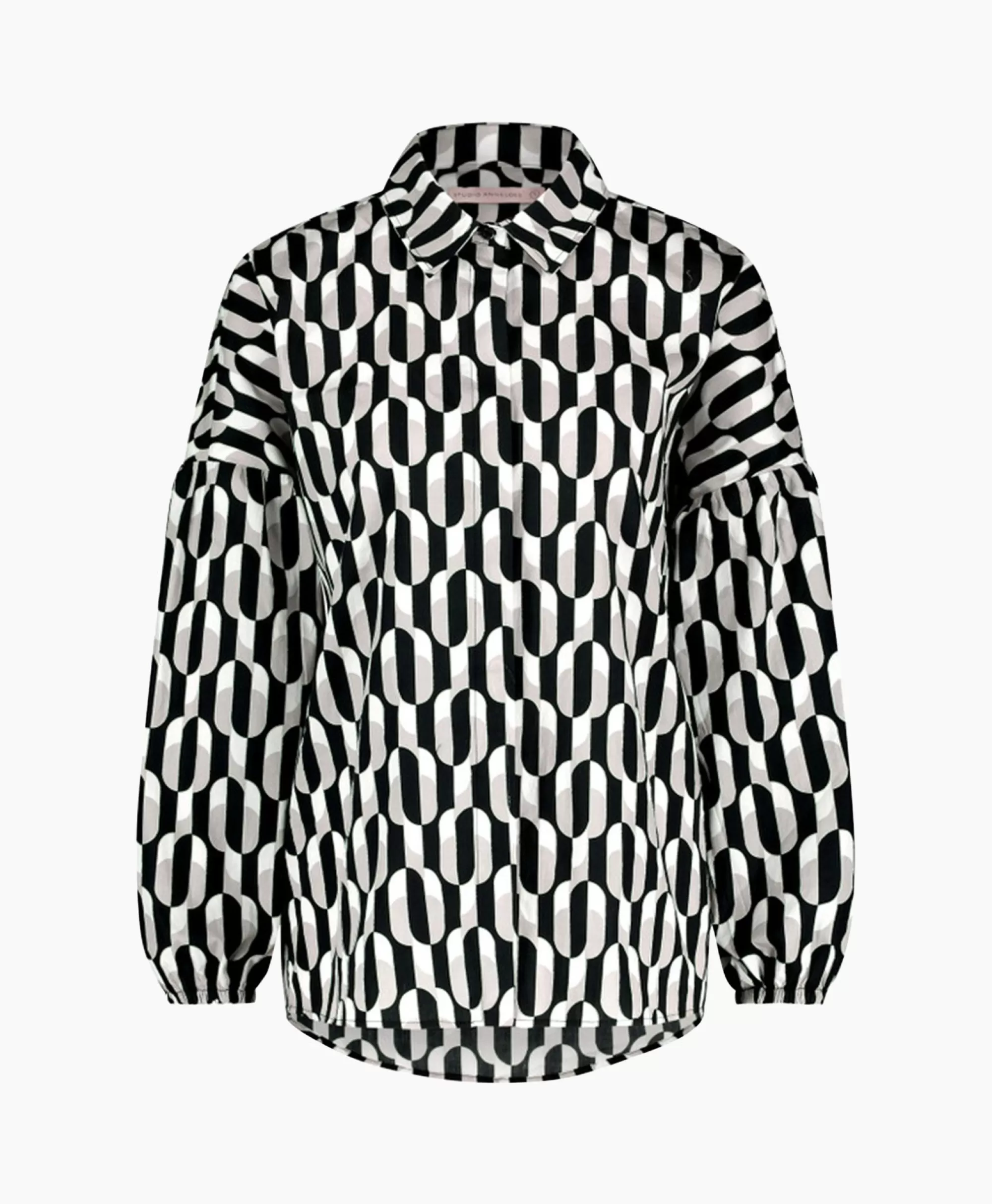 Camicia Studio Anneloes - Stampa Chicchi di Caffè Havana in Tonalità Noir con Dettaglio Elegante