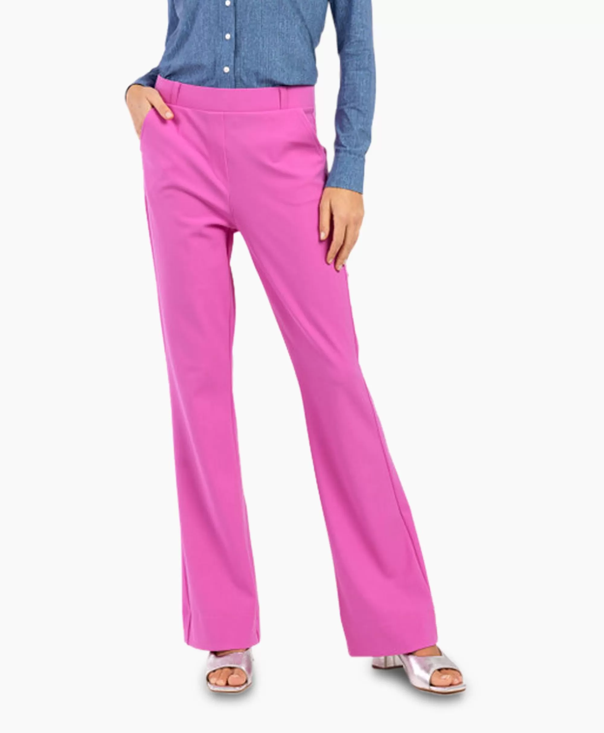 Anneloes Studio Pantaloni Eleganti in Tessuto Bonded - Design Accattivante con Sfumatura Lilla