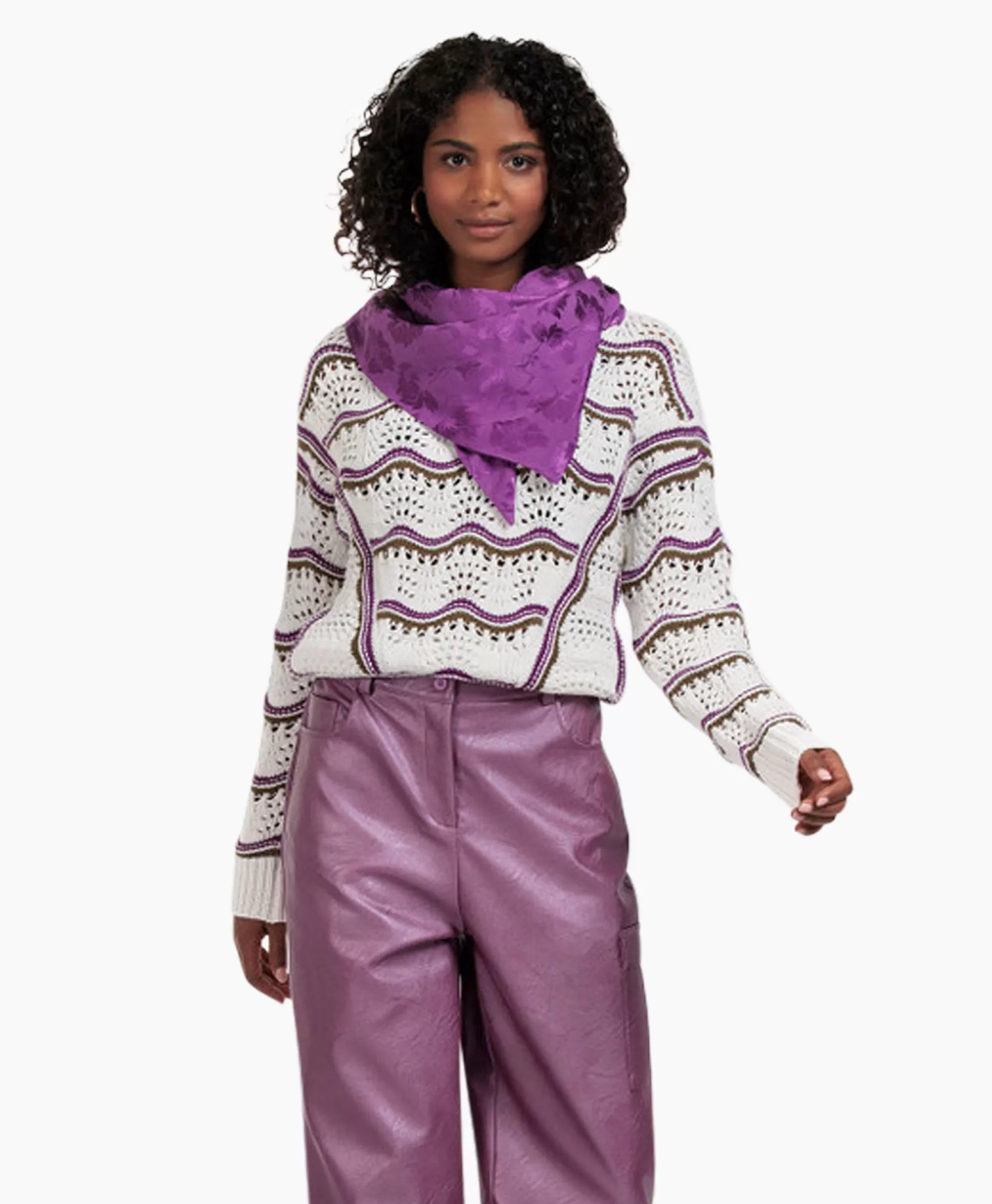 Maglione Leana con Ricami Ajour in Tinta Ecru - Design Esclusivo Studio Anneloes