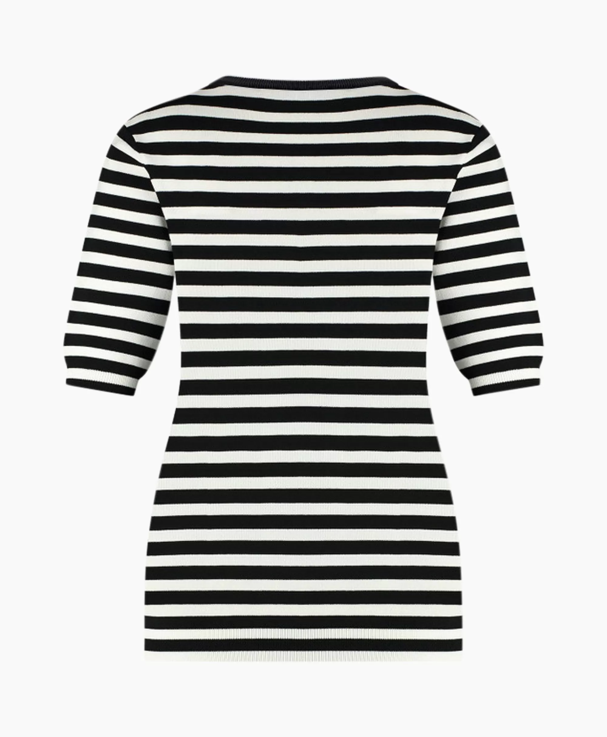 Anneloes Studio Maglione Manica Corta Righe Luna - Nero con Fantasia Classica per Stile Casual

（：，，