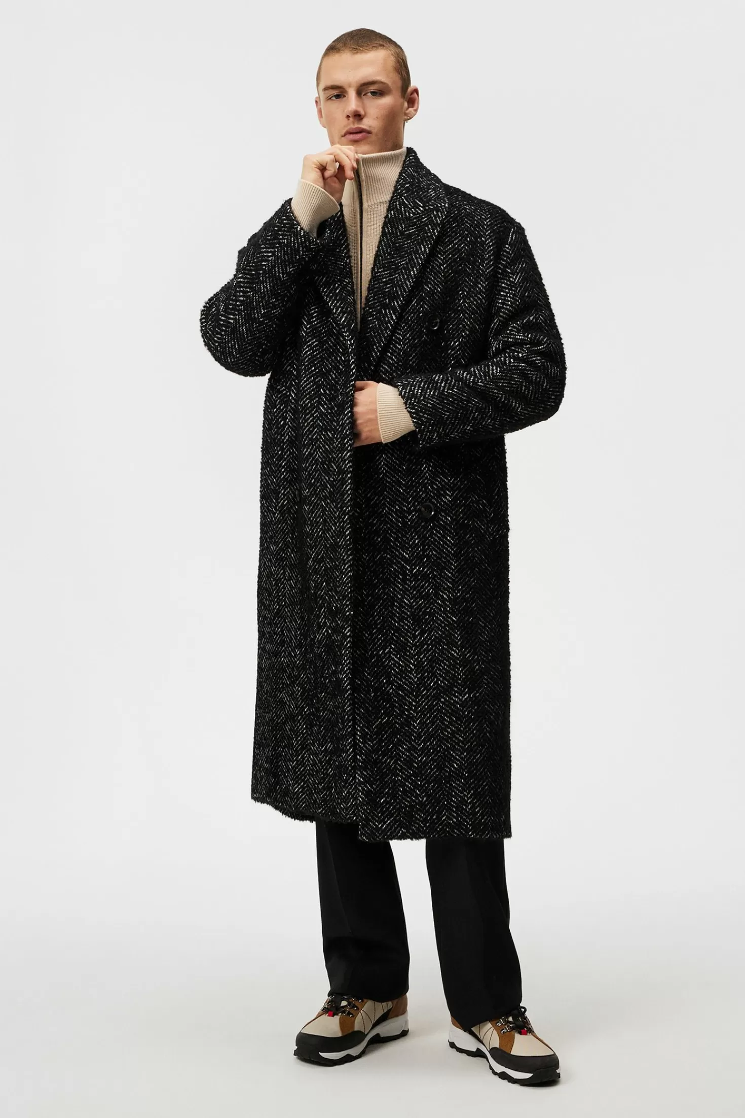 Giacca Uomo Willy Spina di Pesce - Cappotto Elegante J.Lindeberg con Design Moderno - Tessuto Premium Autunno/Inverno 2023 - Stile Urbano Raffinato
