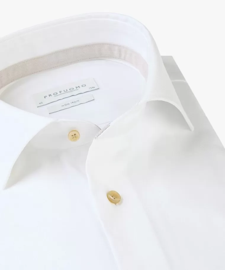 Profuomo Camicia Dobby Bianca Elegante - Tessuto Fresco e Traspirante, Confezionata con Cura - Offerta Imperdibile per Look Impeccabile