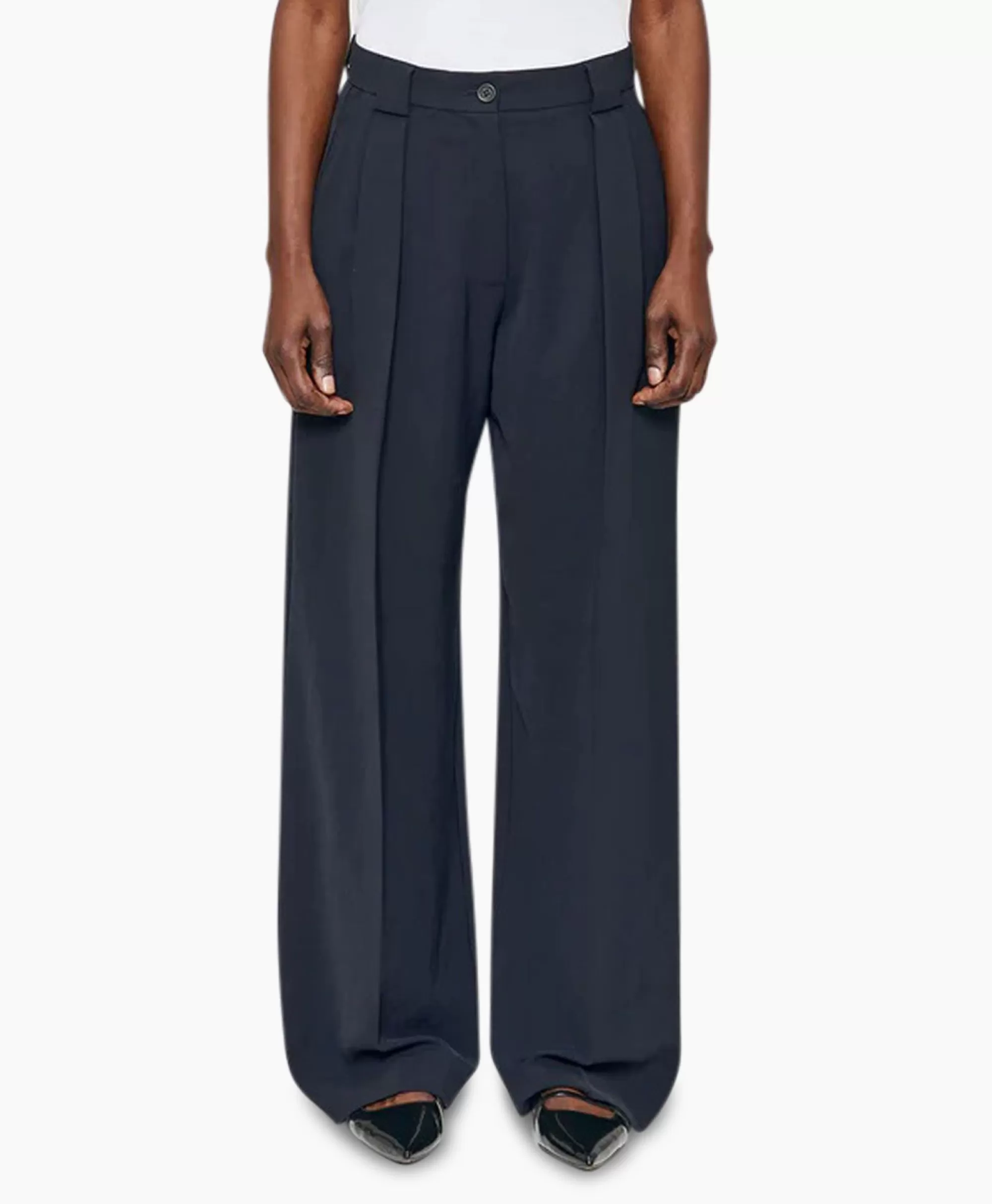 Zenggi Pantaloni Eleganti con Piega A Vita Ampia - Blu Notte Versatile per Look Casual e Raffinato