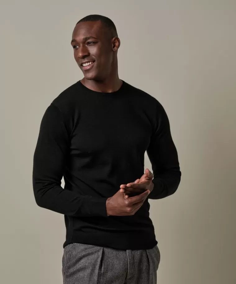 Maglione Profuomo in Lana Merino Morbida - Nero, Offerta Lampo per Look Invernale Elegante

(：，
