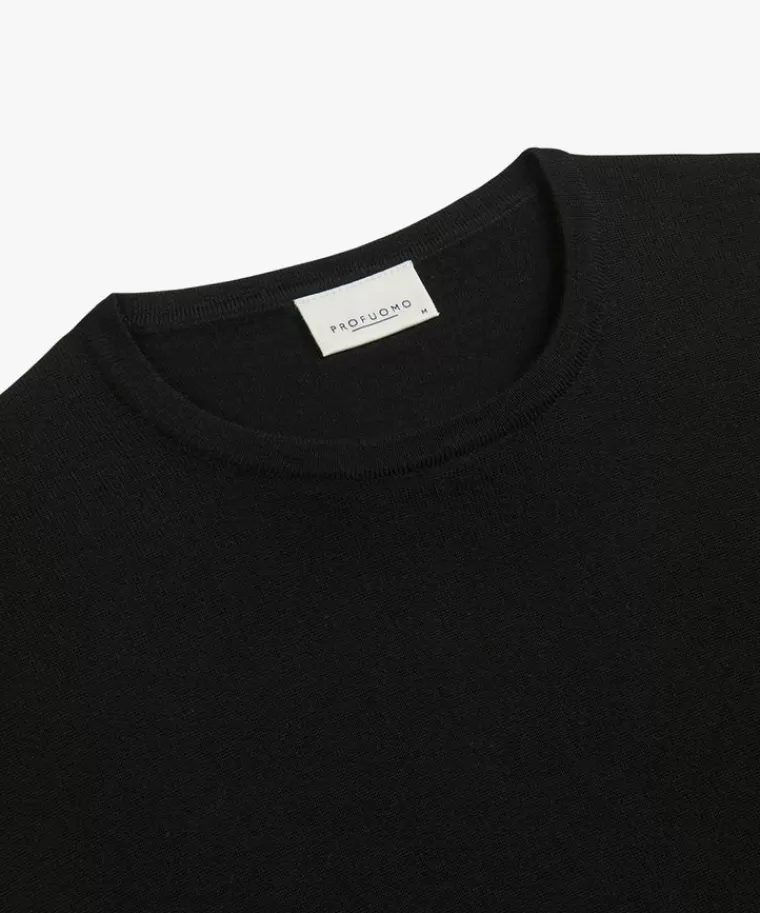 Maglione Profuomo in Lana Merino Morbida - Nero, Offerta Lampo per Look Invernale Elegante

(：，