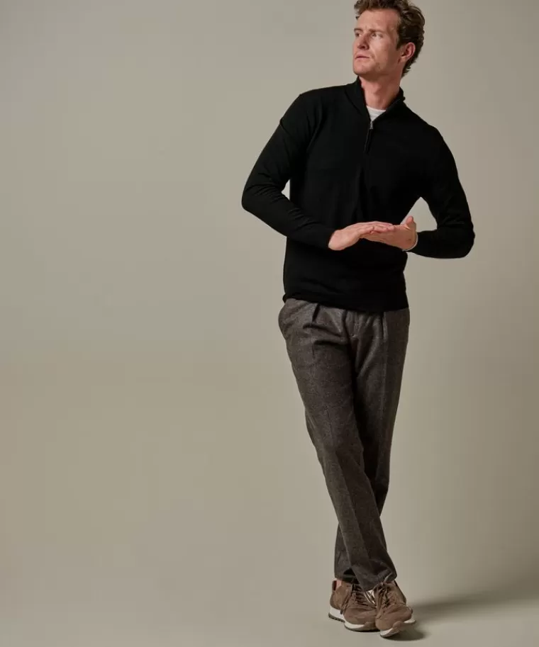 Maglione Pro Uomo in Lana Merino Confortevole con Zip Parziale - Nero a Prezzo Accessibile